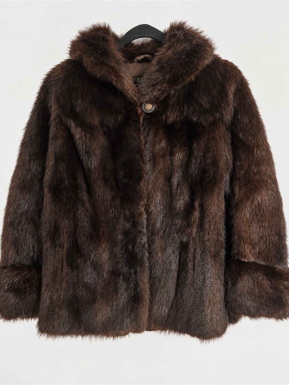 Ross Fur Co Vintage Genuine Mink Fur Coat Chocolate Brown Women's XS/S
